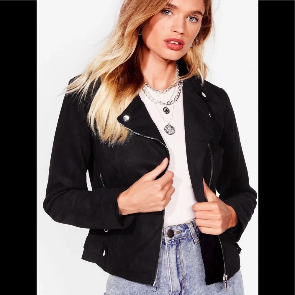 Tahari Wool Fuzzy Teddy Soft Moto Jacket Blazer Soft - Picture 1 of 8